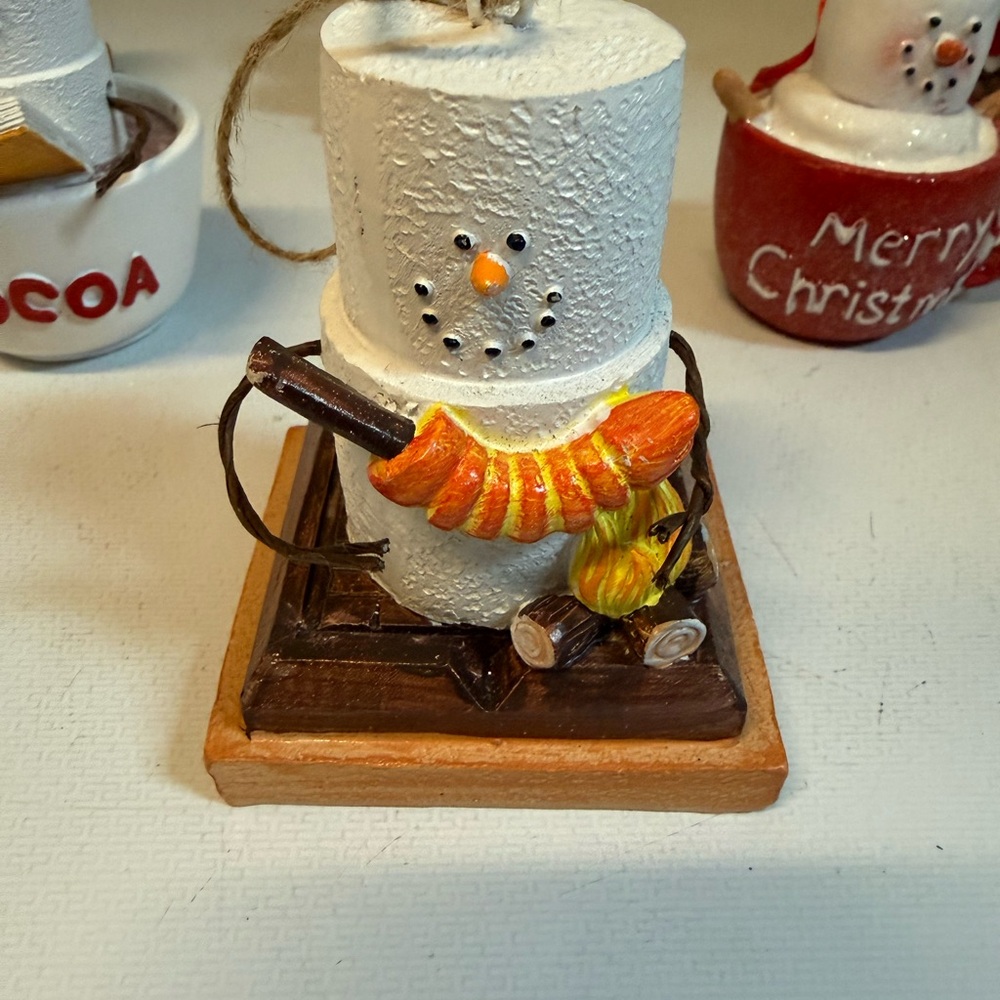 Bundle of 6 Snowman Marshmallow Christmas Ornaments - Picture 2 of 9